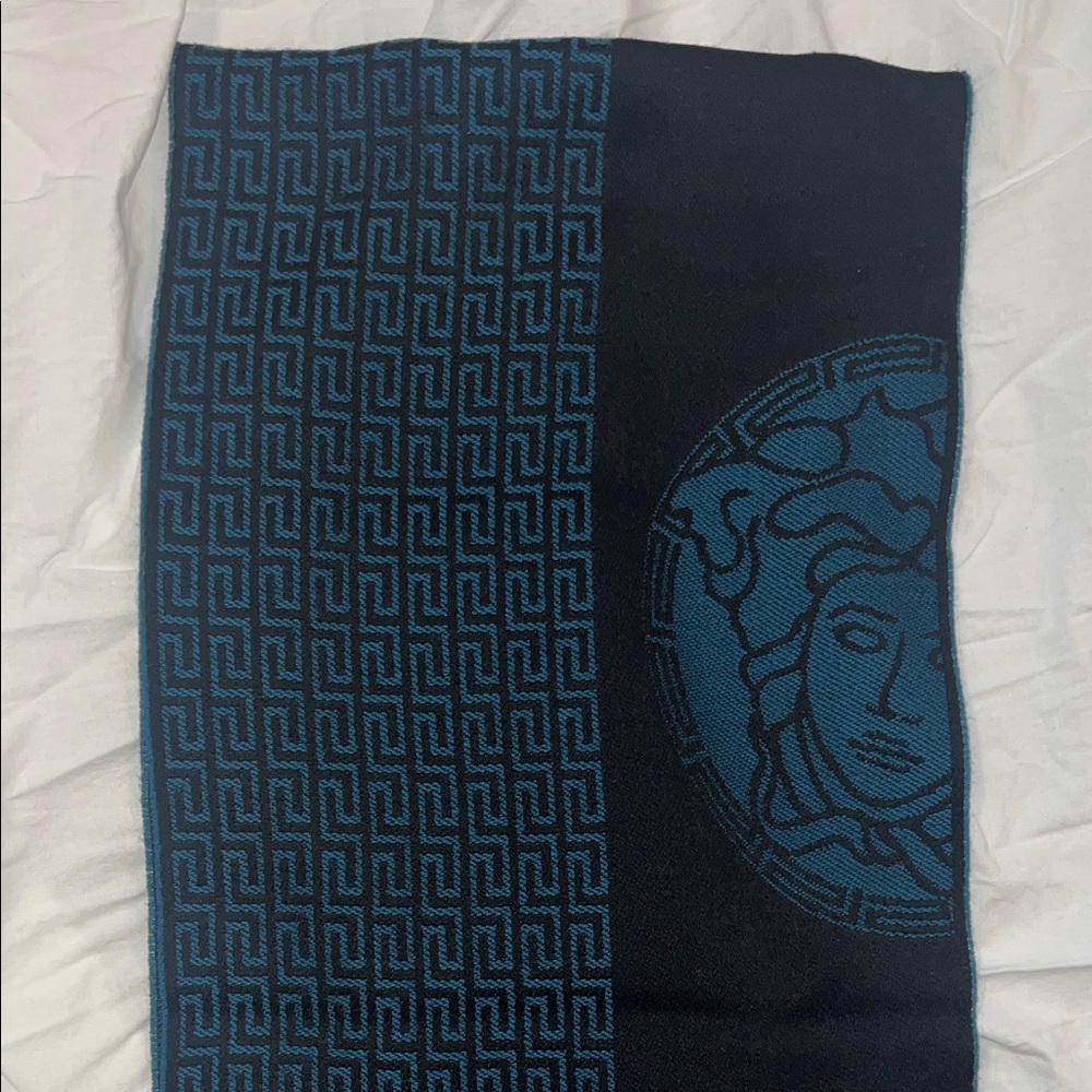 Versace Black and Teal Medusa Scarf